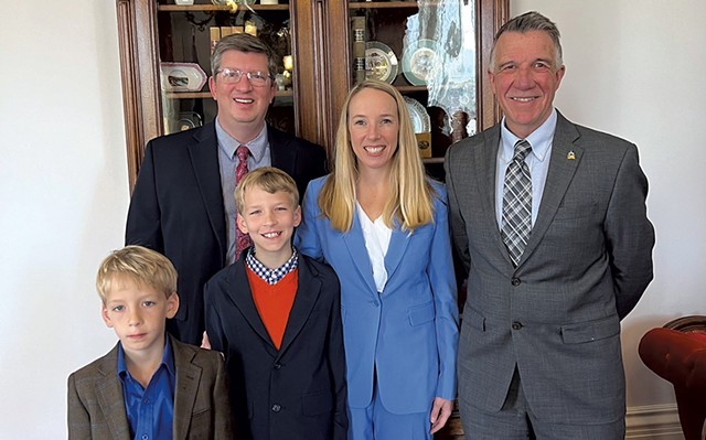 Gov. Phil Scott with Zoie Saunders and her family - COURTESY OF GOV. SCOTT'S OFFICE