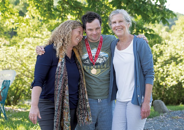 From left: Hannah Schwartz, Jesse Campbell and his mom, Elizabeth Campbell, at Riverflow in Monkton - DARIA BISHOP