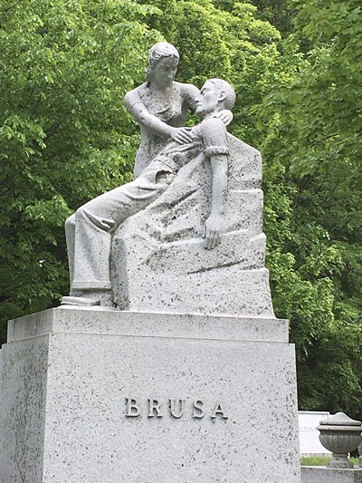 A monument to the Brusa family in Barre's Hope Cemetery