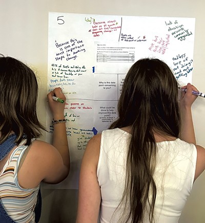 Students taking part in a "chalk talk" - ALISON NOVAK ©️ SEVEN DAYS