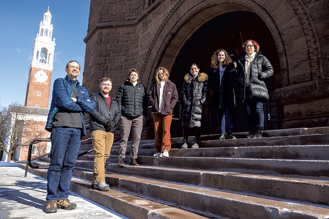 Richard Watts and Cory Dawson (left) with members of UVM's Community News Service - FILE: JAMES BUCK ©️ SEVEN DAYS