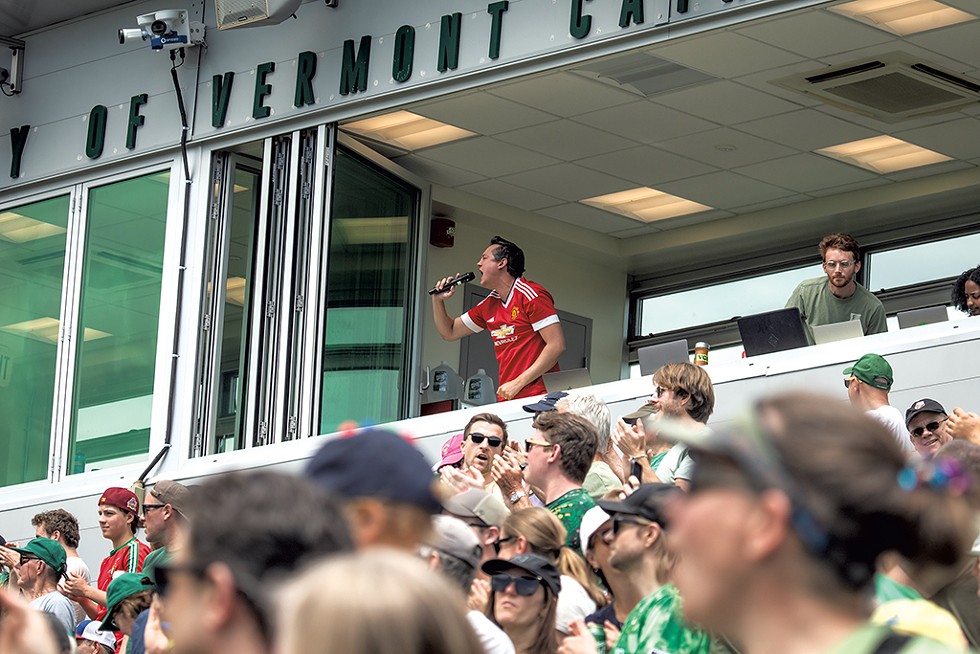 Tom Proctor announcing a Vermont Green game - LUKE AWTRY