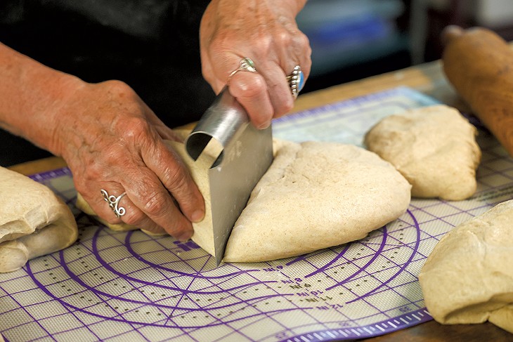 Deb Hammond making bread - STEVE LEGGE