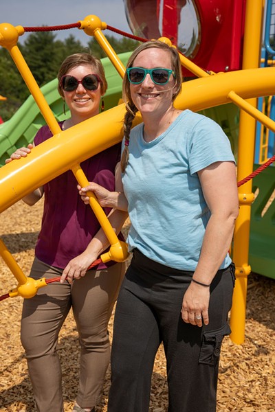 Enosburg village trustee Heather Moore and playground committee chair Margo Longway - JAMES BUCK