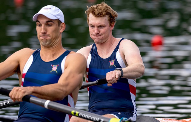 Oliver Bub and Billy Bender rowing at the World Cup - COURTESY OF ROW2K.COM