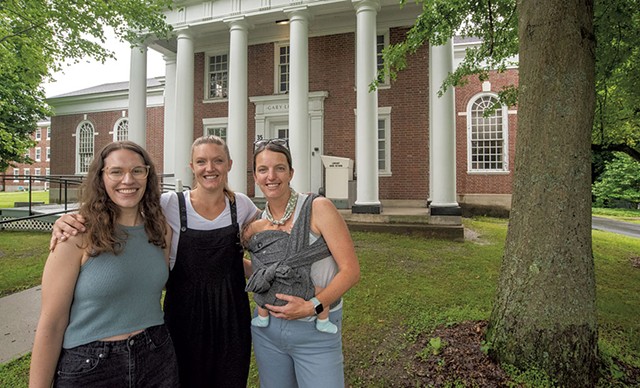 From left: Sierra Norford, Kianna Bromley and Catherine Lange (with baby Otis) - JEB WALLACE-BRODEUR