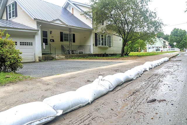 Sandbags on Cliff Street in St. Johnsbury - STEVE LEGGE