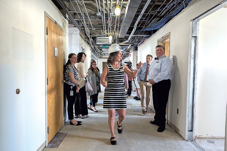 Howard Center's Cathie Buscaglia at the future mental health urgent care center in Burlington - COURTNEY LAMDIN