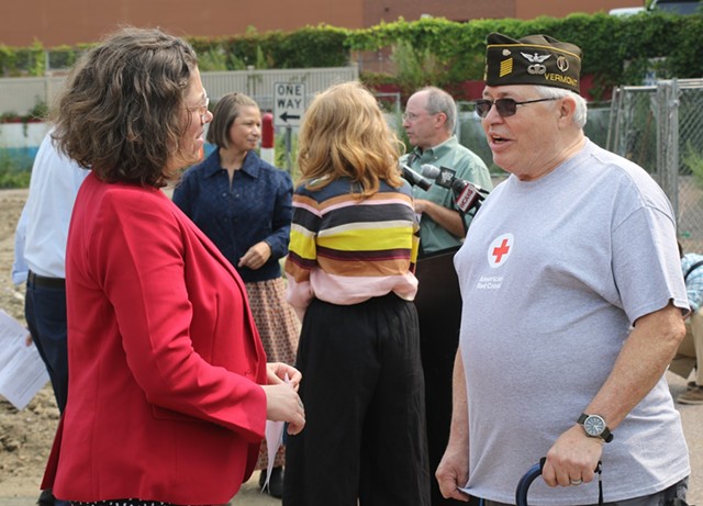 Burlington Mayor Emma Mulvaney-Stanak and U.S. Air Force veteran Louis Hanlon