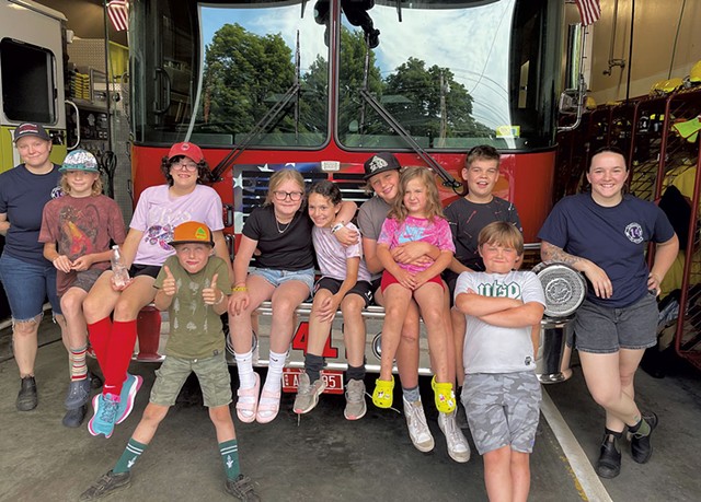 Morristown Centennial Library team at the fire station - COURTESY