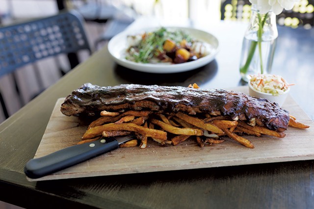 Ribs with homemade barbecue sauce at Maple Soul - BEN DEFLORIO