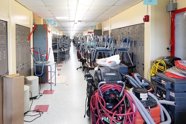 A hallway in Wing B of North Country Union High School during PCB testing - FILE: DON WHIPPLE