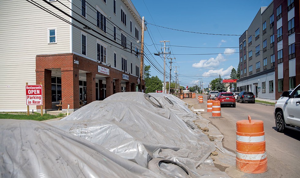 The southbound lane of Main Street in Winooski, closed until November - DARIA BISHOP