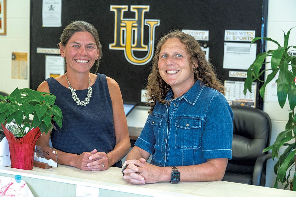 Harwood Union Middle and High School principals Meg McDonough, left, and Laurie Greenberg - JEB WALLACE-BRODEUR