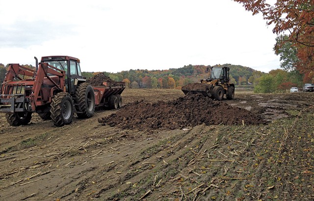 Biosolids from sewage waste being prepared for spreading on Vermont fields - COURTESY OF VERMONT DEC