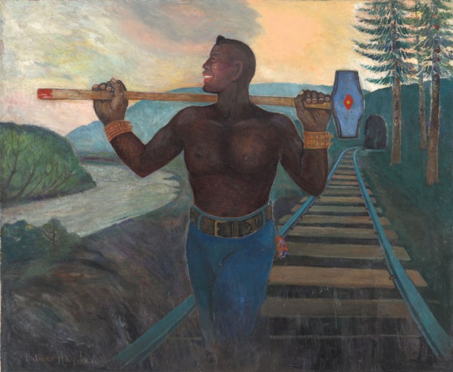 "His Hammer in His Hand," from the "Ballad of John Henry" series by Palmer C. Hayden, 1944 to 1947 - COURTESY OF THE MUSEUM OF AFRICAN AMERICAN ARTS