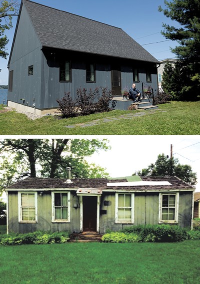 From top: Paul Hance on the front steps of his summer home in St. Albans; the camp in 2016 before it was demolished and rebuilt - COURTESY OF PAUL HANCE