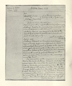 Bail bond issued after Anthony Haswell's October 1799 arrest. - COURTESY OF UNIVERSITY OF VERMONT SPECIAL COLLECTIONS