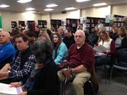 The crowd at the school board meeting Wednesday night in South Burlington - MOLLY WALSH/SEVEN DAYS