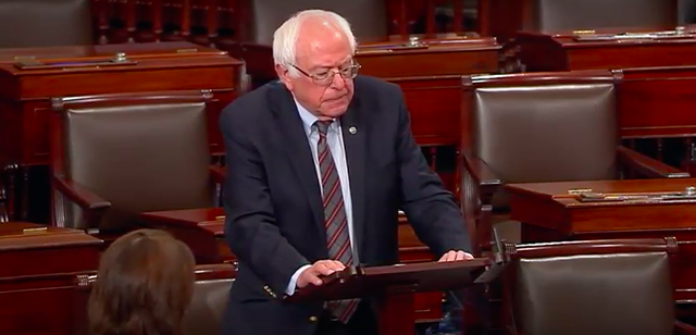 Sen. Bernie Sanders (I-Vt.) condemns the shooting in remarks Wednesday on the U.S. Senate floor. - SCREENGRAB