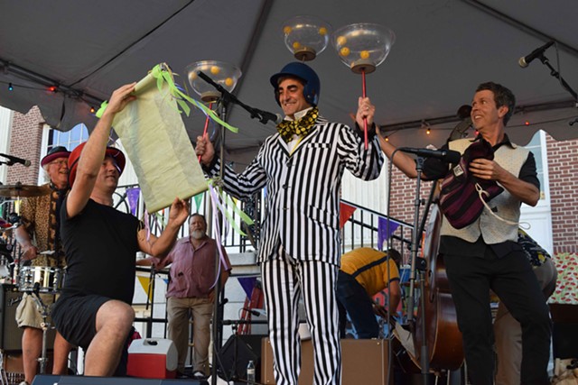Miro Weinberger participates in the Festival of Fools, an annual affair staged by Burlington City Arts. - COURTESY OF BURLINGTON CITY ARTS