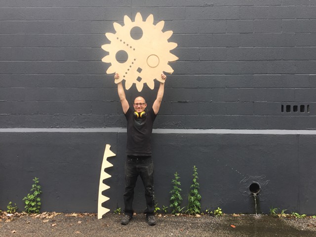 Jake Blend with his Spirograph's inner gear - RACHEL JONES