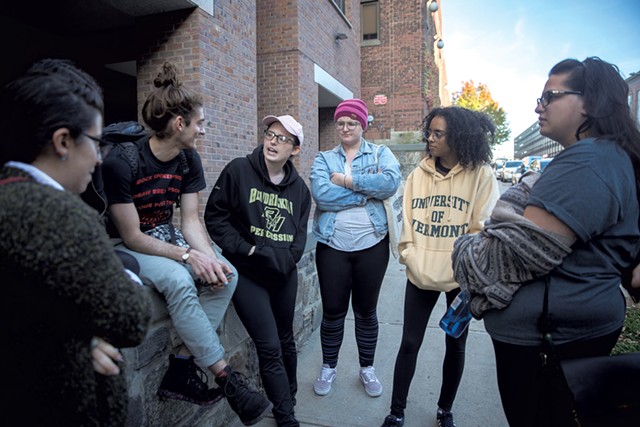 UVM students outside the courthouse after last Friday's hearing - JAMES BUCK