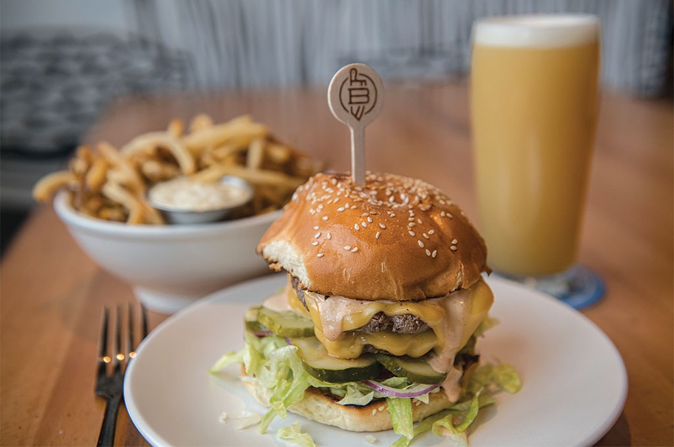 Double-stack Smash Burger with hand-cut fries and an Elaborate Metaphor pale ale - FILE: DARIA BISHOP
