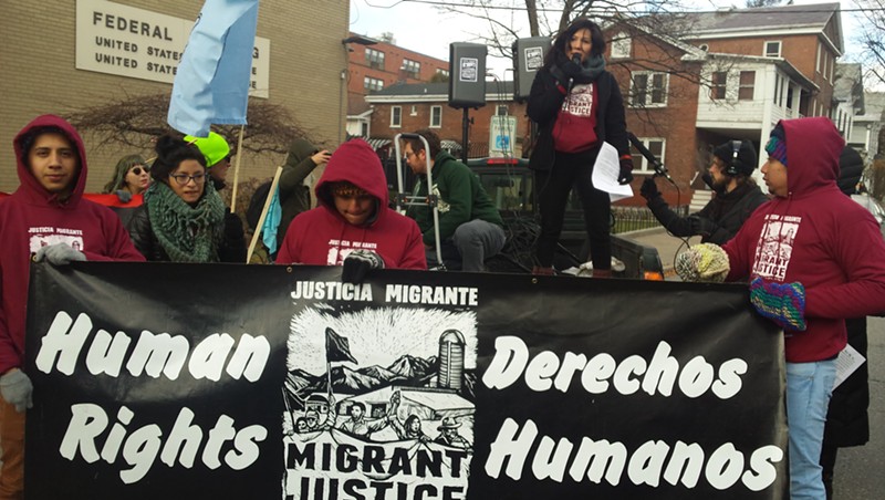 The Migrant Justice rally outside the federal courthouse