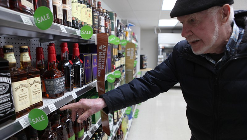 Bill Keogh shops for booze at the Camp Johnson base exchange
