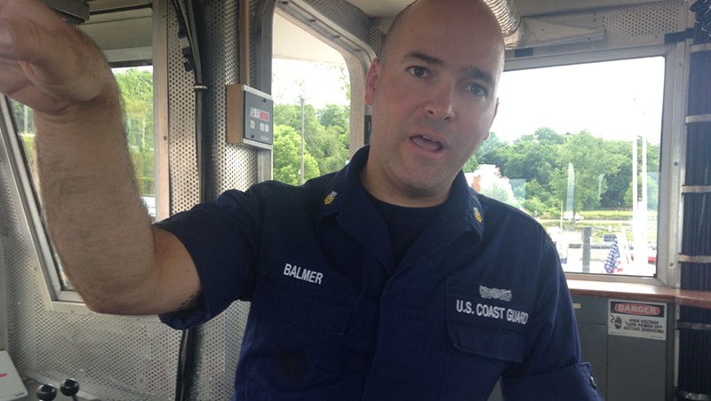 Jason Balmer, petty officer first class, at the U.S. Coast Guard Station in Burlington.