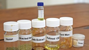 Samples of extractions from hemp
