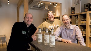 Left to right: Aqua ViTea Kombucha founder Jeff Weaber and Appalachian Gap Distillery owners Lars Hubbard and Chuck Burkins
