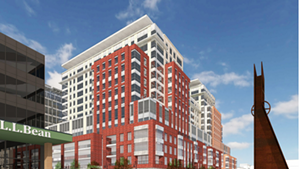 Rendering of Burlington Town Center as seen from Cherry and St. Paul streets