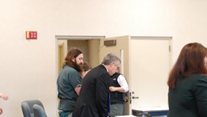 Steven Bourgoin, left, with defense attorney Bob Katims, center