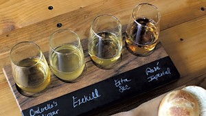 Eden Specialty Ciders flight with cheese