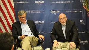 Tad Devine and Jeff Weaver at Bernie Sanders' campaign headquarters in March 2016