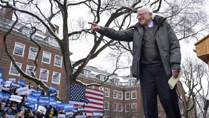 Sen. Bernie Sanders working the crowd at his presidential campaign rally in Brooklyn