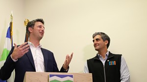 Lukas McGowan (left) and Mayor Miro Weinberger on Tuesday