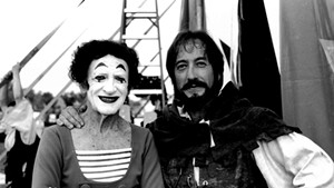 Marcel Marceau (left) and Rob Mermin in 1999