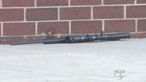A rifle at the scene of the shooting