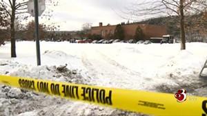 A still from WCAX's report on a police shooting at Montpelier High School in January 2018