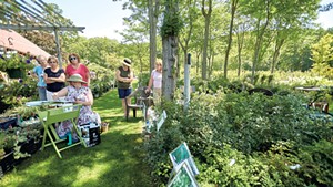 Ginny Joyner teaching a plein air watercolor painting workshop at Horsford Gardens and Nursery