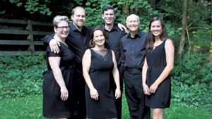 Green Mountain Monteverdi Ensemble of Vermont, from left: Carolyn Dickinson, Adam Hall, Lindsey Warren, Stephen Falbel, Erik Nielsen and Molly Clark