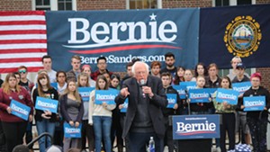 Sen. Bernie Sanders campaigns at the University of New Hampshire on Monday.