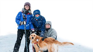Family cross-country skiing at the Intervale