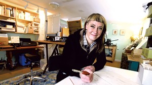 Artist Hilary Glass in her Montpelier studio
