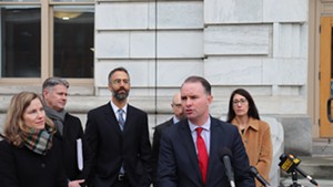 Attorney General T.J. Donovan and staff at Tuesday's press conference