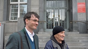 Author Jack Fairweather (left) with 89-year-old Bohdan Walasek, who fought with Witold Pilecki during the Warsaw uprising
