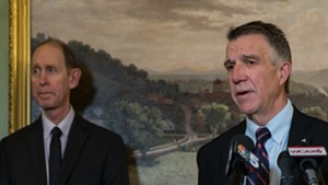 Health Commissioner Mark Levine (left) and Gov. Phil Scott